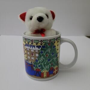 Cozy Christmas Home Scene Mug with Stuffed Dog